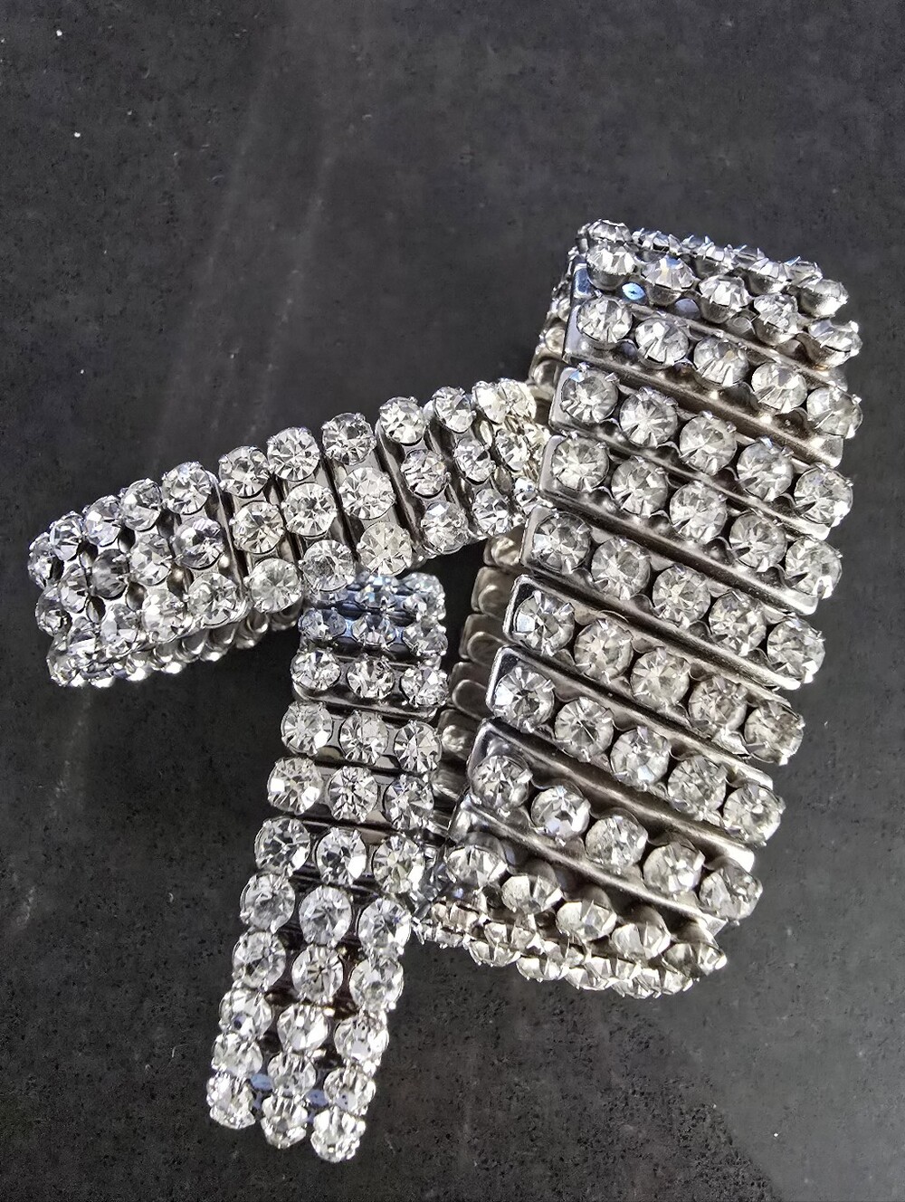 Vintage 1960 Bracelet Set — Rhinestone Foiled & Prong‑Set Sparkle